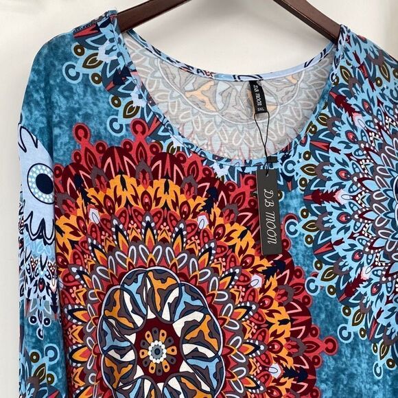 NWT DB Moon Pullover Jersey Shift Dress Boho Soft & Comfy Multi 3XL - Picture 3 of 15